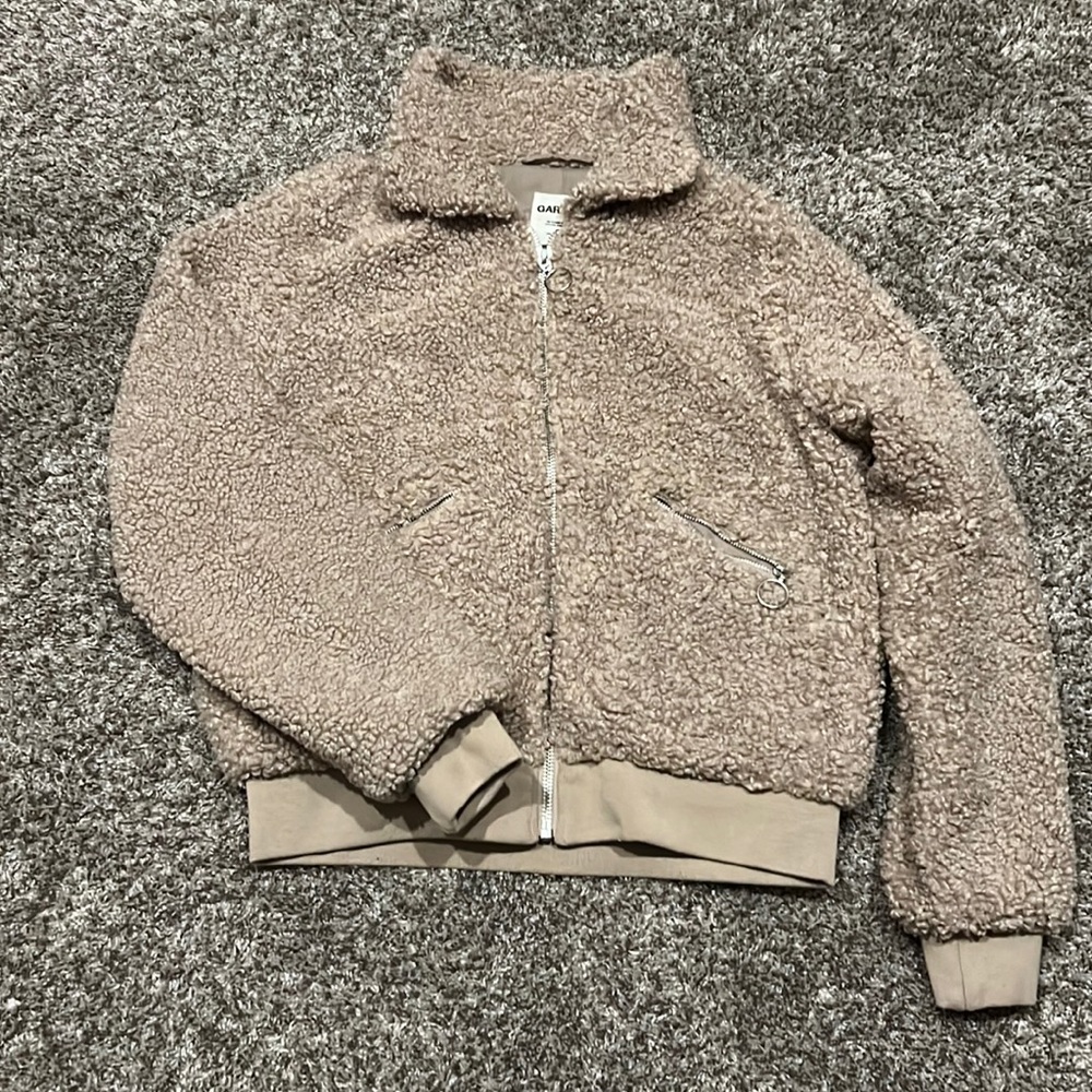 Garage brown fuzzy sherpa jacket